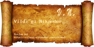 Világi Nikander névjegykártya